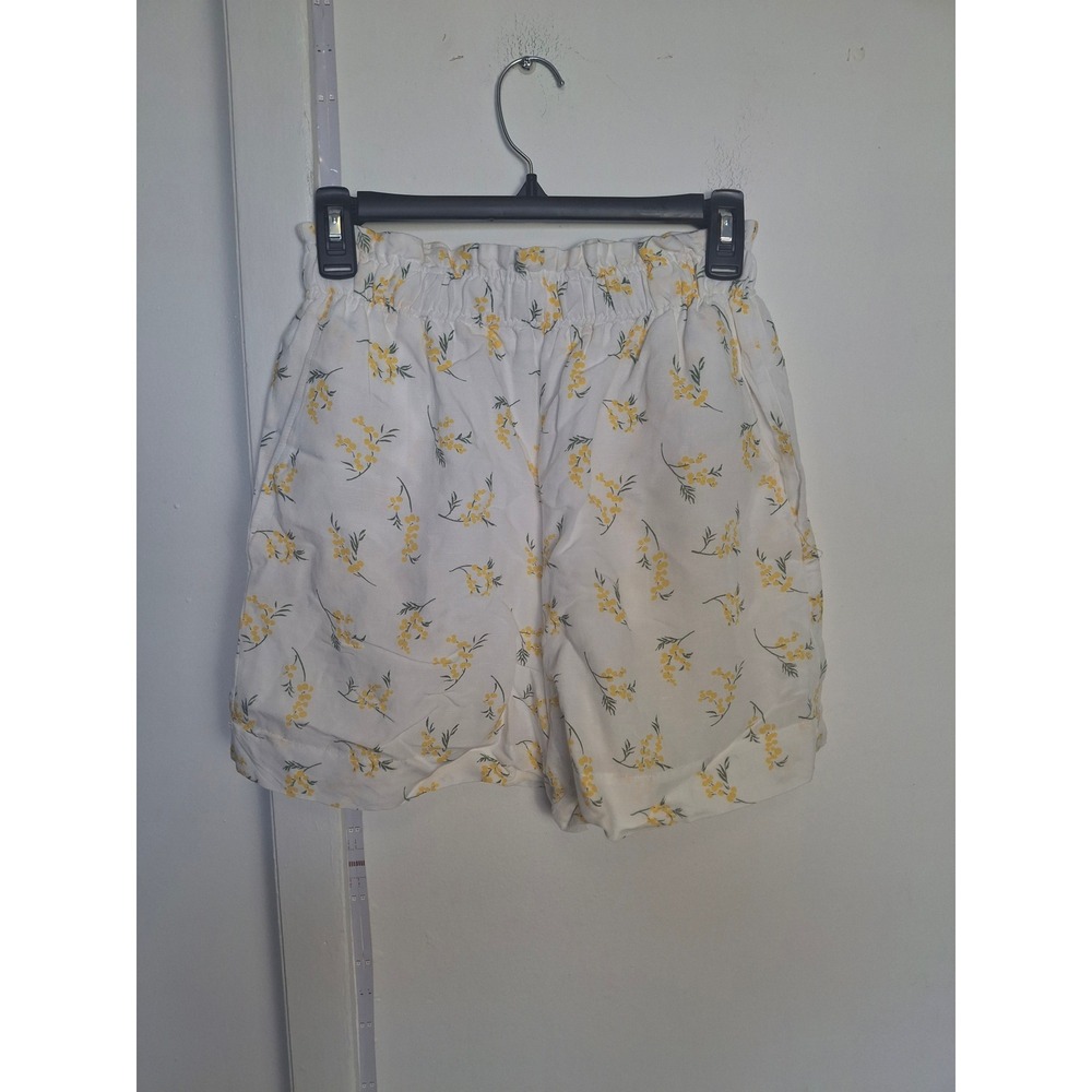 Claudie Pierlot Paris Mimosa Floral Linen Blend Shorts White Yellow Size 36
